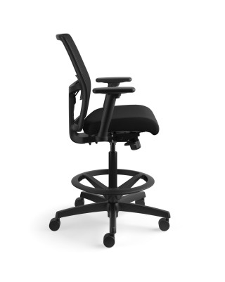 Black mesh back work stool