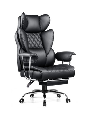 High Back Leather Gaming Chair With Footrest